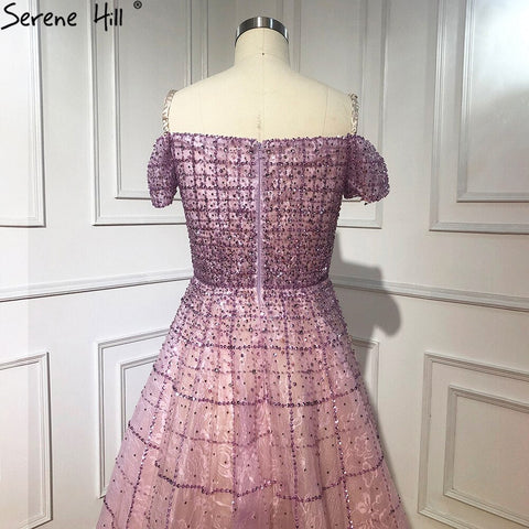 Mauve Off Shoulder Luxury Evening Dresses Gowns 2025 Beading Diamond Sexy For Women Party LA70263