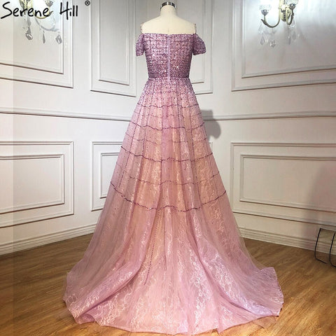 Mauve Off Shoulder Luxury Evening Dresses Gowns 2025 Beading Diamond Sexy For Women Party LA70263