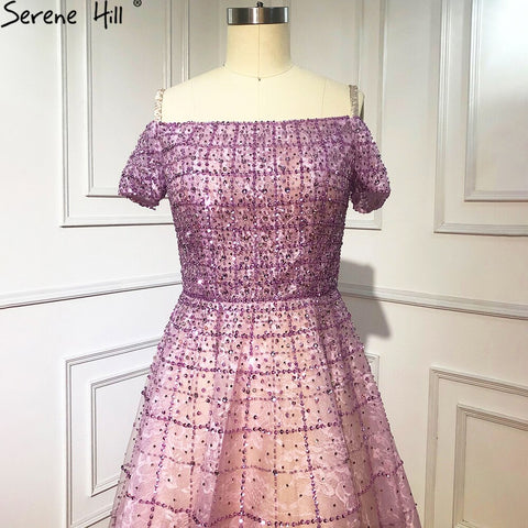 Mauve Off Shoulder Luxury Evening Dresses Gowns 2025 Beading Diamond Sexy For Women Party LA70263