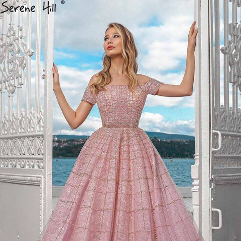 Mauve Off Shoulder Luxury Evening Dresses Gowns 2025 Beading Diamond Sexy For Women Party LA70263