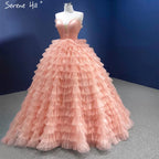 Meat Pink Sexy Wedding Dresses 2025 Ruffles Tiered Lace Up Bridal Gowns HM67033B Custom Made