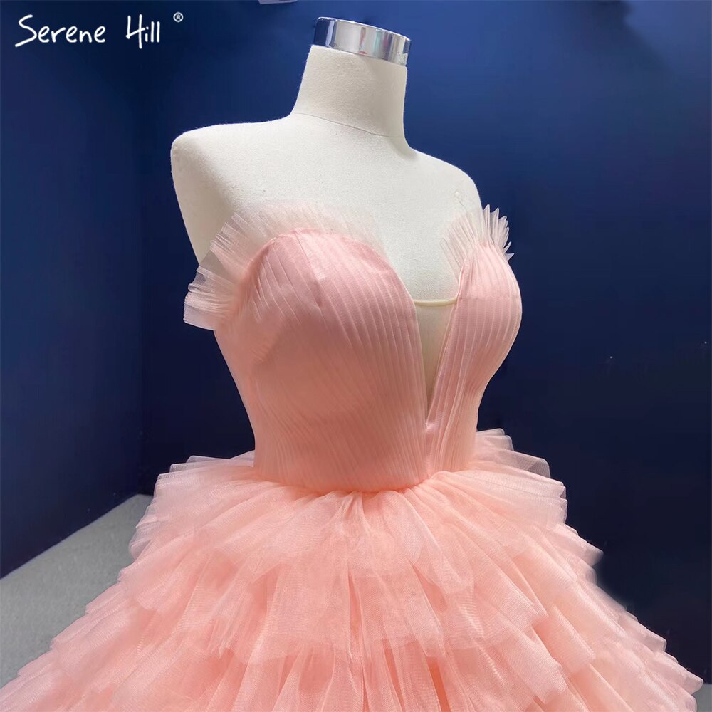 Meat Pink Sexy Wedding Dresses 2025 Ruffles Tiered Lace Up Bridal Gowns HM67033B Custom Made