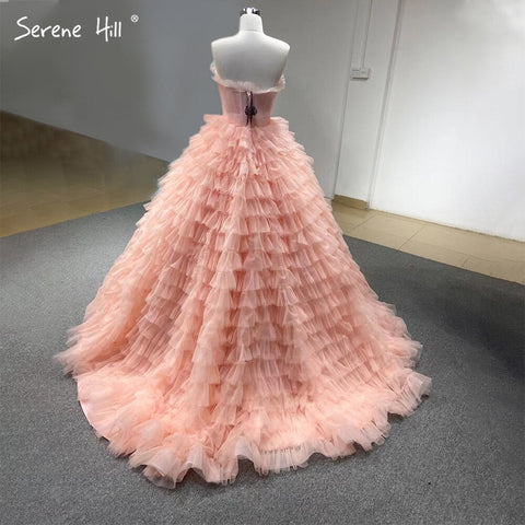 Meat Pink Sexy Wedding Dresses 2025 Ruffles Tiered Lace Up Bridal Gowns HM67033B Custom Made