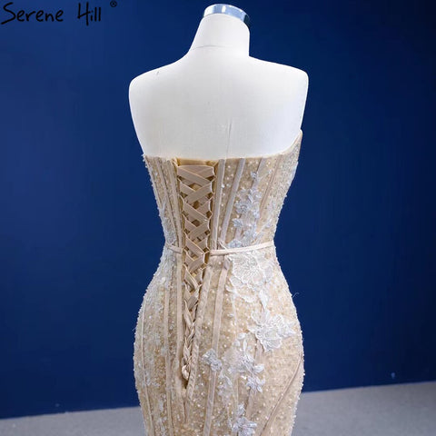Mermaid Champagne Luxury Evening Dresses Gowns 2025 Beaded Elegant Sexy For Women Party HM67339