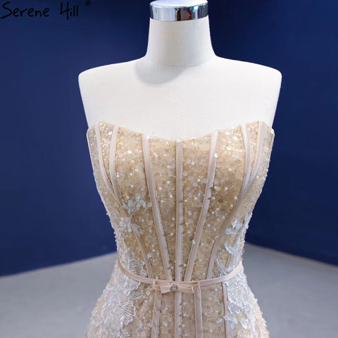 Mermaid Champagne Luxury Evening Dresses Gowns 2025 Beaded Elegant Sexy For Women Party HM67339