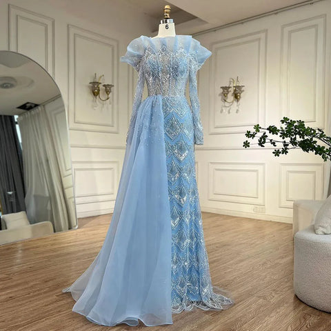 Luxury Pearls Designer One Shoulder  Evening Dresses Gowns LA71649