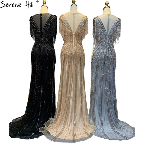 Mermaid Luxury Gold Evening Dresses Gowns 2025 Beading Tassel Elegant For Women Party LA70907