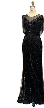 Mermaid Luxury Gold Evening Dresses Gowns 2025 Beading Tassel Elegant For Women Party LA70907