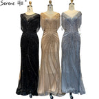 Mermaid Luxury Gold Evening Dresses Gowns 2025 Beading Tassel Elegant For Women Party LA70907