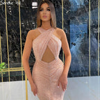 Mermaid Luxury Pink Evening Dresses Gowns 2025 Halter Elegant Sexy For Women Party LA71401