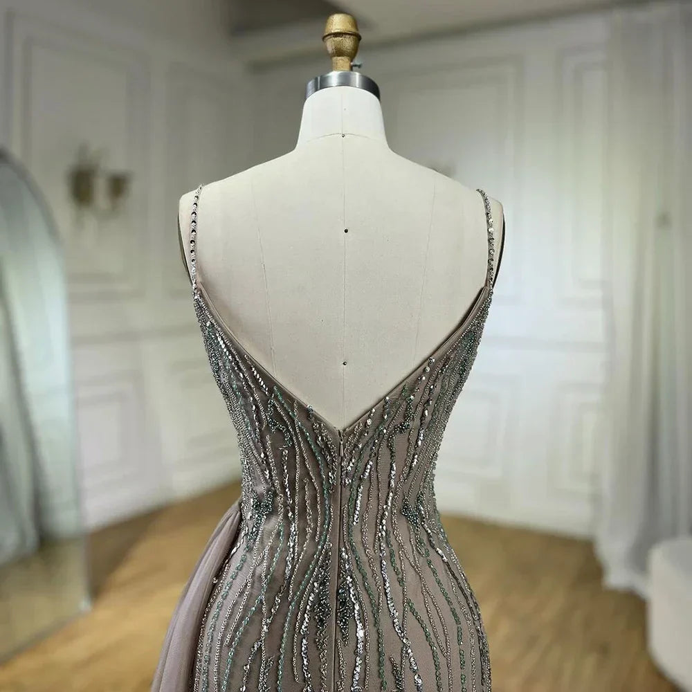 Mermaid Spaghetti Strap Luxury Beaded  Split Evening  Dresses Gowns  For Women Party  Prom Drsses  2025 LA72276
