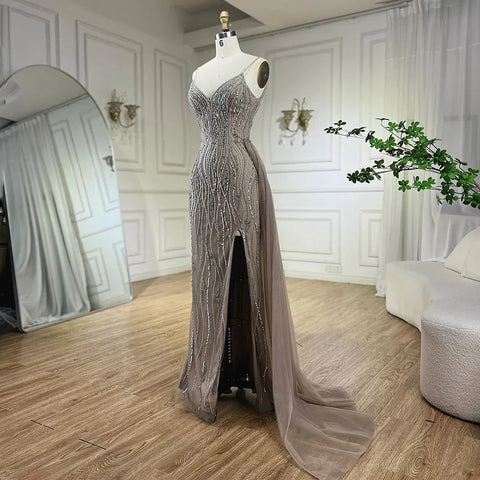 Mermaid Spaghetti Strap Luxury Beaded  Split Evening  Dresses Gowns  For Women Party  Prom Drsses  2025 LA72276