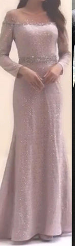 Mermaid Wine Red O-Neck Evening Gowns 2025 Lone Sleeves Beading Luxury Formal Dress Design LA70730