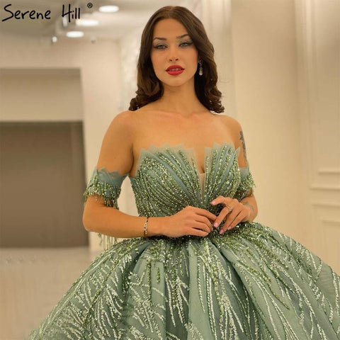 Mint Luxury Beaded Tassel Wedding Dresses 2025 High-end Lace Up Bridal Dress HM67411 Custom Made