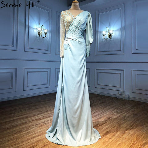 Mint Mermaid Satin Evening Dresses Gowns 2025 Beading Elegant Sexy For Women Party LA71092