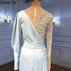 Mint Mermaid Satin Evening Dresses Gowns 2025 Beading Elegant Sexy For Women Party LA71092