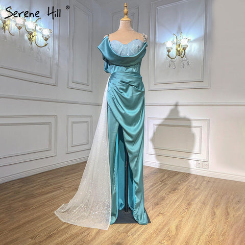 Mint Mermaid Split Evening Dresses Gowns 2025 Diamon One Shoulder Sexy For Women Party LA70875