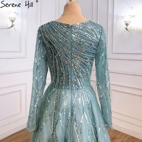 Moslim Groen Luxe Avond Jurken 2025 Kralen A-lijn Voor Vrouw Wedding Party LA71021L