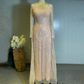 Moslim Perzik Overrok Avond Jurken 2025 Luxe Kralen Elegant Mermaid Voor Vrouwen Party LA71494
