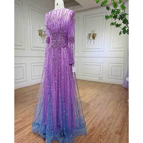 Muslim A Line Beaded Luxury Arabic Evening Dresses Gowns 2025 For Women Wedding Party LA71907