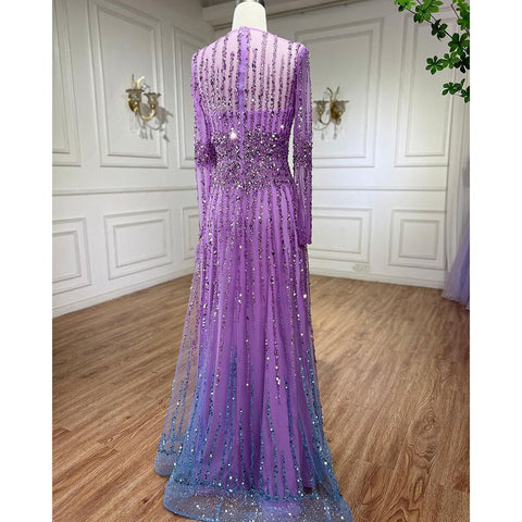 Muslim A Line Beaded Luxury Arabic Evening Dresses Gowns 2025 For Women Wedding Party LA71907
