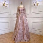 Muslim A-Line Pink Luxury Evening Dresses Gowns Lace Beaded 2025 For Women Party LA71794