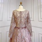 Muslim A-Line Pink Luxury Evening Dresses Gowns Lace Beaded 2025 For Women Party LA71794