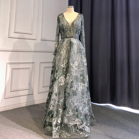 Muslim Black A-Line Sweetheart Necck Evening Dresses Long Arm Gowns 2025 Luxury Beaded For Women Party LA71023A