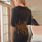 Muslim Black Beaded Evening Dresses Gowns 2025 Satin Mermaid Elegant For Women Party LA71451