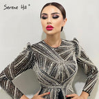 Muslim Black Evening Dresses Gowns 2025 A-Line Beaded Ankle-Length For Women Party LA71290