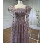 Muslim Blue A Line  Evening Dresses Luxury Beaded  Formal Gowns 2025 For Women Party LA71762A