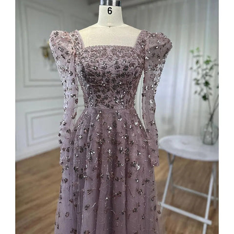 Muslim Blue A Line  Evening Dresses Luxury Beaded  Formal Gowns 2025 For Women Party LA71762A