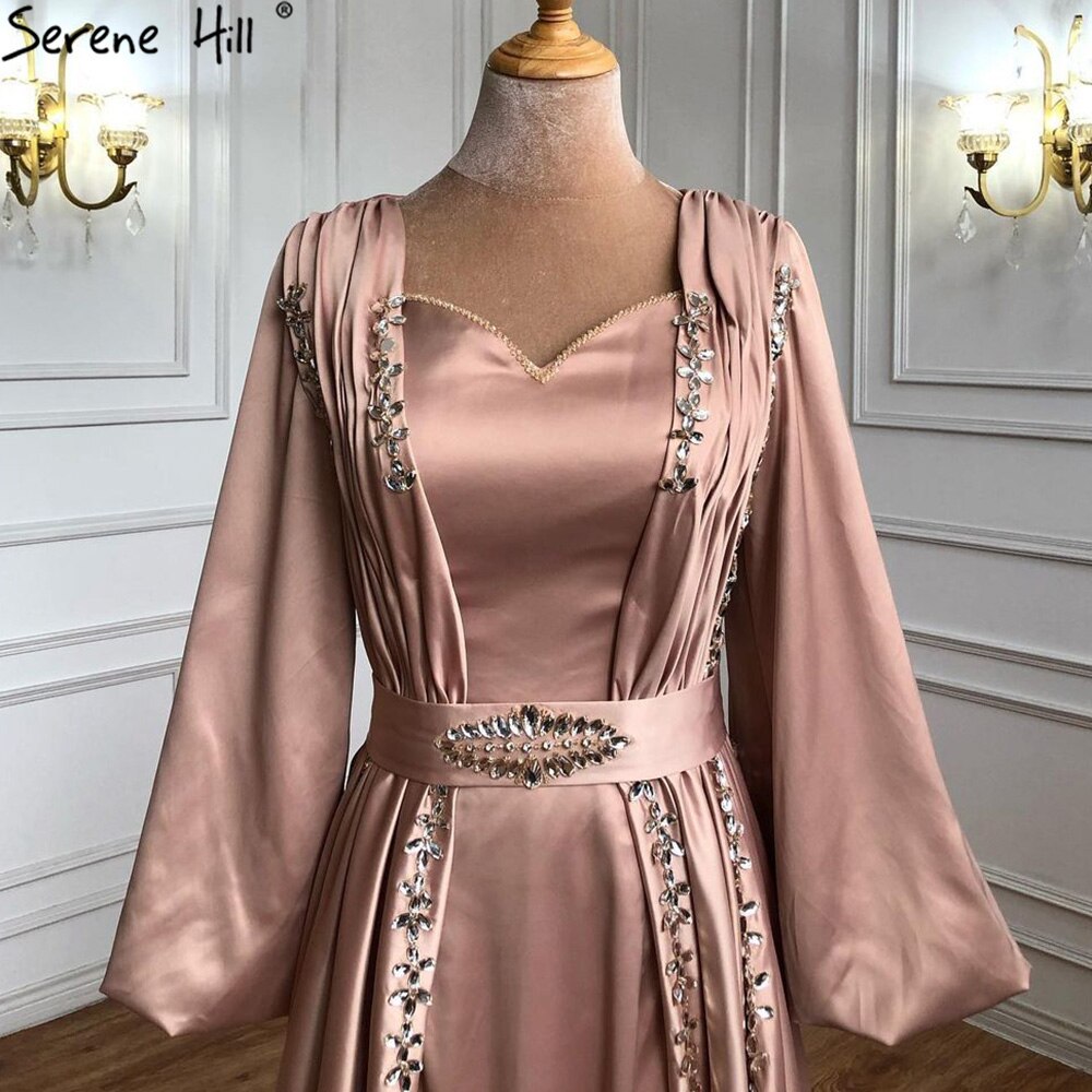 Muslim Caftan  Kaftan Moka A-Line Evening Dress 2025 Lantern Sleeves Beading Sexy For Women Party LA71054