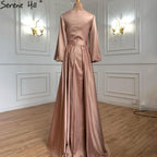 Muslim Caftan  Kaftan Moka A-Line Evening Dress 2025 Lantern Sleeves Beading Sexy For Women Party LA71054