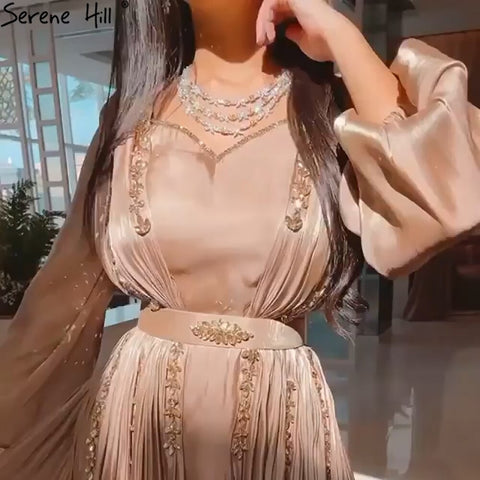 Muslim Caftan  Kaftan Moka A-Line Evening Dress 2025 Lantern Sleeves Beading Sexy For Women Party LA71054