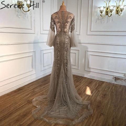 Muslim Caramel Evening Dresses Gowns Luxury Beading Elegant Mermaid 2025 For Women Party LA70289