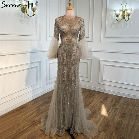 Muslim Caramel Evening Dresses Gowns Luxury Beading Elegant Mermaid 2025 For Women Party LA70289