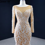 Muslim Champange Mermaid Evening Dresses 2025 Luxury Beading Elegant Party   Gowns For Women HM67211