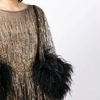 Luxury Feathers Black Dubai Evening Dresses LA72248