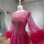 Luxury Feathers Black Dubai Evening Dresses LA72248