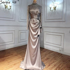 Muslim Fuschia Mermaid Evening Dresses Gowns 2025 Beading Elegant For Women Wedding Party LA71004