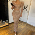 Muslim Gold Luxury Evening Dresses Gowns 2025 Mermaid Sparkle Elegant Formal Dress LA71030