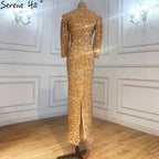 Muslim Gold Luxury Evening Dresses Gowns 2025 Mermaid Sparkle Elegant Formal Dress LA71030
