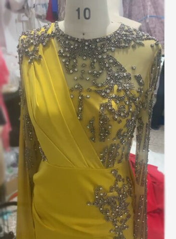 Muslim Grape Purple Luxury Evening Dresses Gowns 2025 High Split Satin For Women Party LA71456