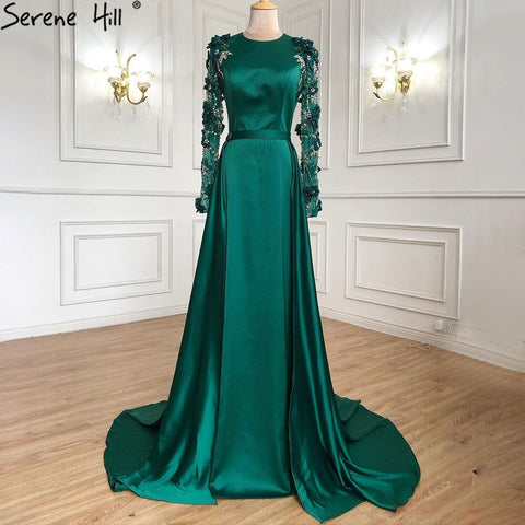 Muslim Green Detachable Skirt Evening Dresses Gowns 2025 Beading Elegant For Women Wedding Party LA71057