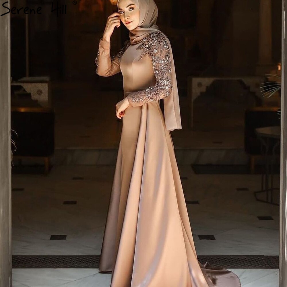 Muslim Green Detachable Skirt Evening Dresses Gowns 2025 Beading Elegant For Women Wedding Party LA71057