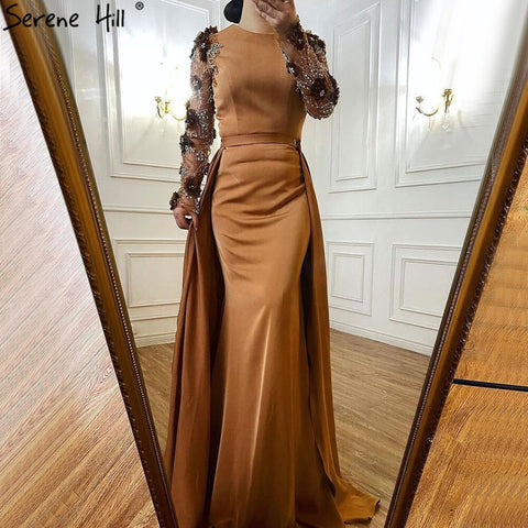 Muslim Green Detachable Skirt Evening Dresses Gowns 2025 Beading Elegant For Women Wedding Party LA71057