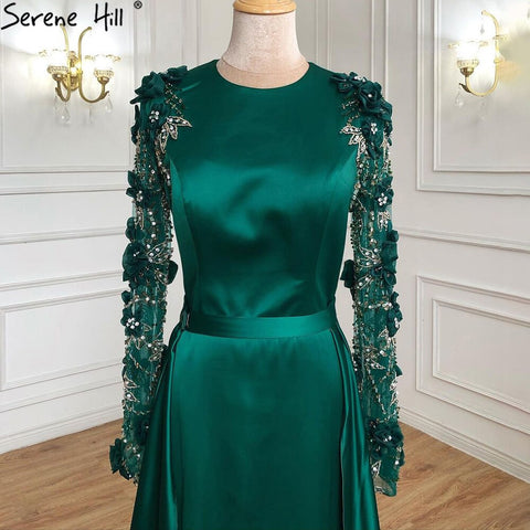 Muslim Green Detachable Skirt Evening Dresses Gowns 2025 Beading Elegant For Women Wedding Party LA71057