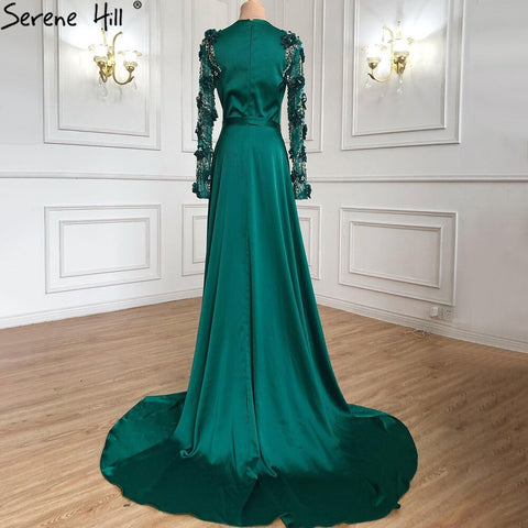 Muslim Green Detachable Skirt Evening Dresses Gowns 2025 Beading Elegant For Women Wedding Party LA71057