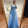 Muslim Green Elegant Mermaid Lace Beaded Luxury Long Evening Dresses Gowns For Women Wedding Party 2025 LA71653L